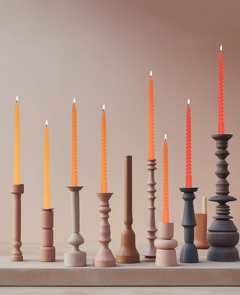 LPUSA Candle Stick Spiral Tall Taper Candles,Unscented Candle for Holiday,Wedding and Home Decoration,10inch,12 Pack(Gradient Orange) - Image 2